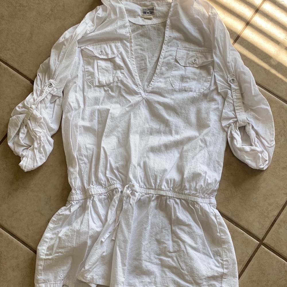 White converse cover up with tie waist